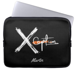 X Ception Cooles Schwarz-Weiß-Custom-Name Laptopschutzhülle