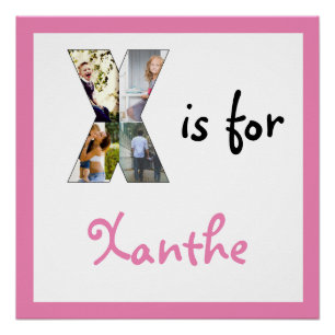 X für Name Pink Foto Poster
