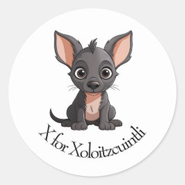 X für Xoloitzcuintli Runder Aufkleber