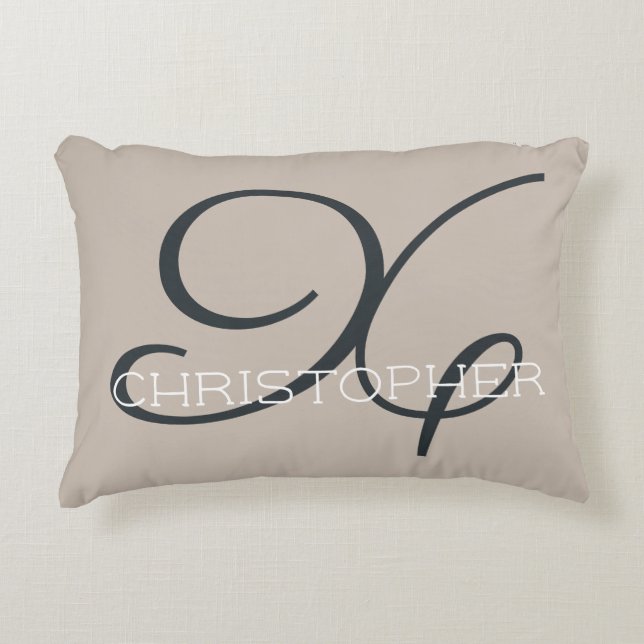 X Initial Calligrafy Name Taupe Tan Neutral Chic Dekokissen (Vorderseite)