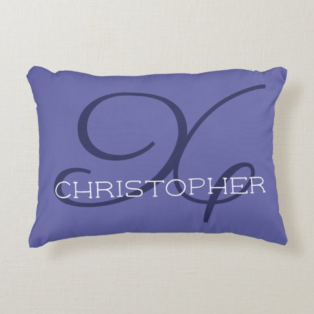 X Initial Calligrafy Name Trendy Periwinkle Blue Dekokissen (Vorderseite)