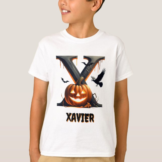 X Initialtrick oder TreatHalloween T-Shirt (Vorderseite)