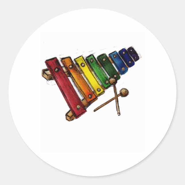 X ist für Xylophone Runder Aufkleber (Vorderseite)