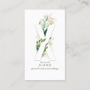 X Letter Monogram Gold Greenerity Blätter Elegant Visitenkarte