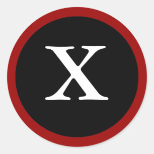 X : Lettre X initiale X Sticker rouge, blanc et no