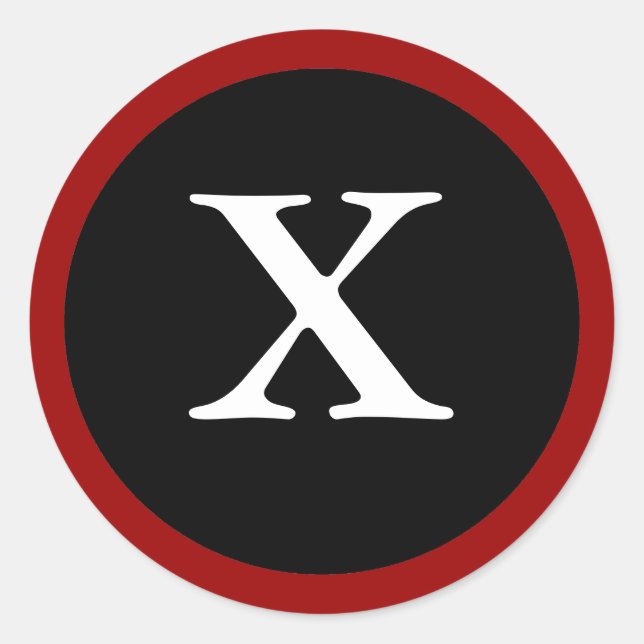 X : Lettre X initiale X Sticker rouge, blanc et no (Devant)