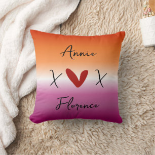 X Love X Sonnenuntergang Lesbenflagge Kissen