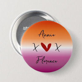 X Love X Sonnenuntergang Lesbenflagge Knopf Button
