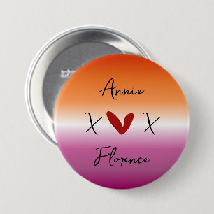 X Love X Sonnenuntergang Lesbenflagge Knopf Button