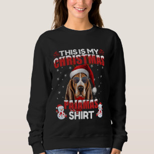 X-Mas Pajama Reindeer Basset Hound Sweatshirt