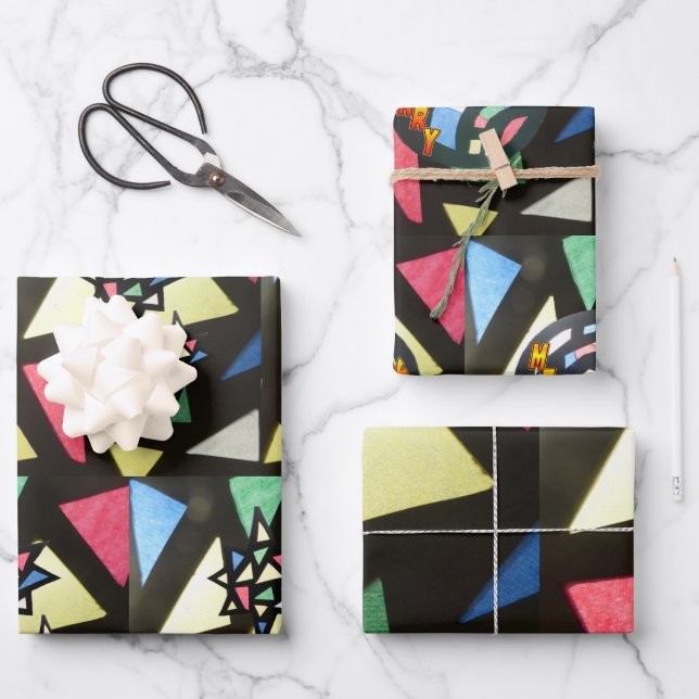 X-mas-Streifenpapierblätter aus beschichtetem Glas Geschenkpapier Set (Vorderseite)