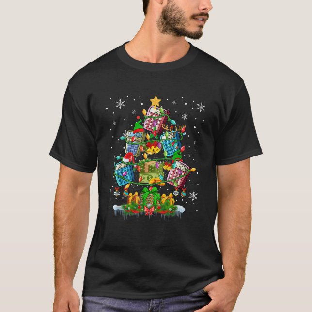X mas Tree Santa Reindeer Elf Calculators Accounta T-Shirt (Vorderseite)