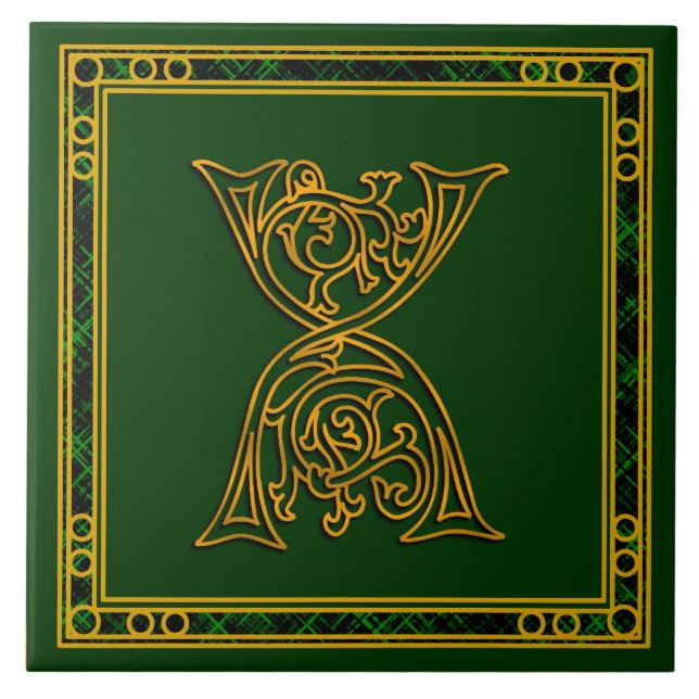 X Monogramme "Irish Gold on Green" Carreaux en cér (Devant)