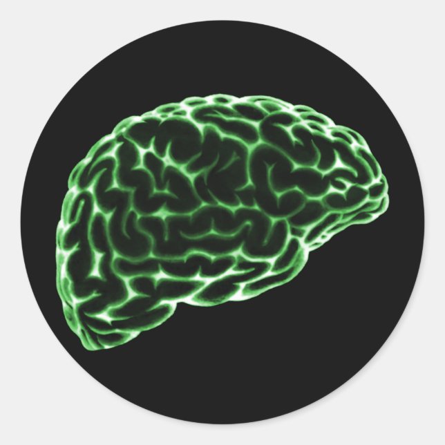 X-RAY BRAIN SIDE GREEN RUNDER AUFKLEBER (Vorderseite)