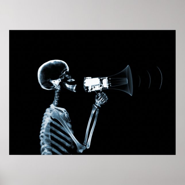 X-RAY SKELETON AUF MEGAPHONE - BLAU POSTER (Vorne)
