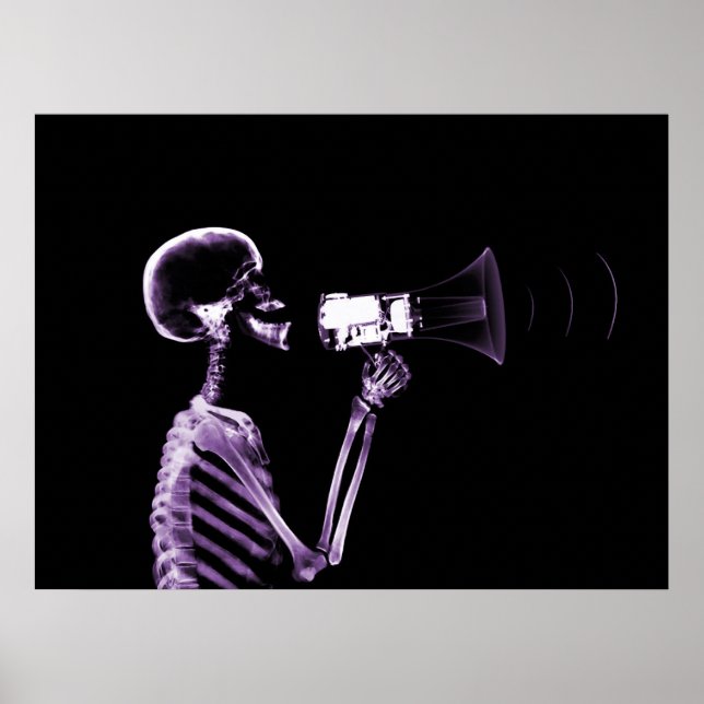 X-RAY SKELETON AUF MEGAPHONE - LILA POSTER (Vorne)