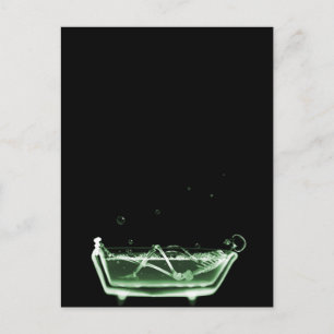 X-Ray Skeleton Bath Black Green Postkarte
