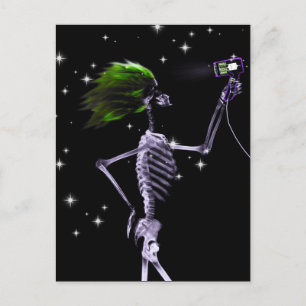 X-Ray Skeleton Dressed - Grünes Haar Postkarte