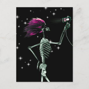 X-Ray Skeleton Dressed - rosa Haare Postkarte