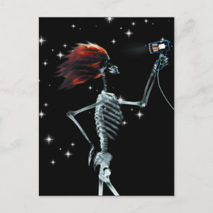 X-Ray Skeleton Dressed - Rotes Haar Postkarte
