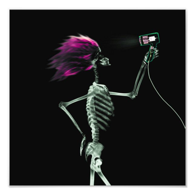 X-Ray Skeleton Haar Stylist - Rosa Fotodruck (Vorne)