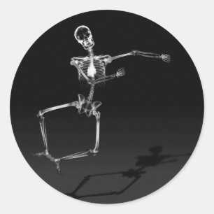 X-RAY SKELETON JOY LEAP B&W RUNDER AUFKLEBER