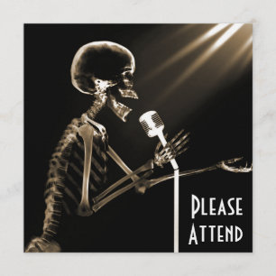 X-RAY SKELETON SINGING AUF RETRO MIC - SEPIA EINLADUNG