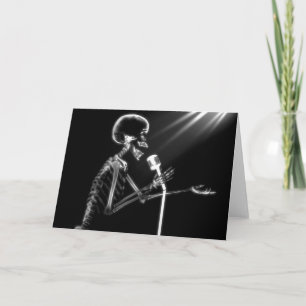 X-RAY SKELETON SINGING ON RETRO MIC - B&W KARTE