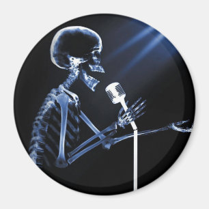 X-RAY SKELETON SINGING ON RETRO MIC - BLAU MAGNET