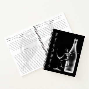 X-Ray Skeleton Weinflasche Rezept Buch - B&W