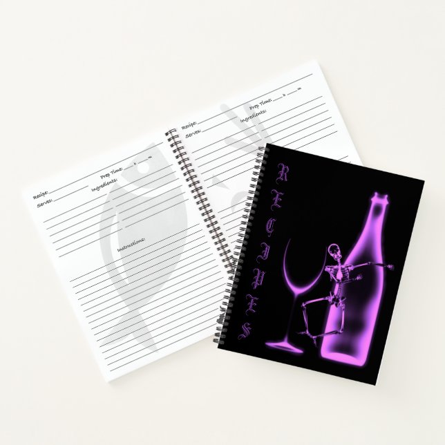 X-Ray Skeleton Weinflasche Rezept - Lila Notizbuch (Innenseite)