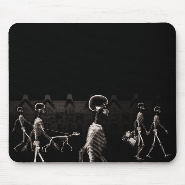 X-Ray Skeletons Midnight Stroll Black Sepia Mousepad (Vorne)