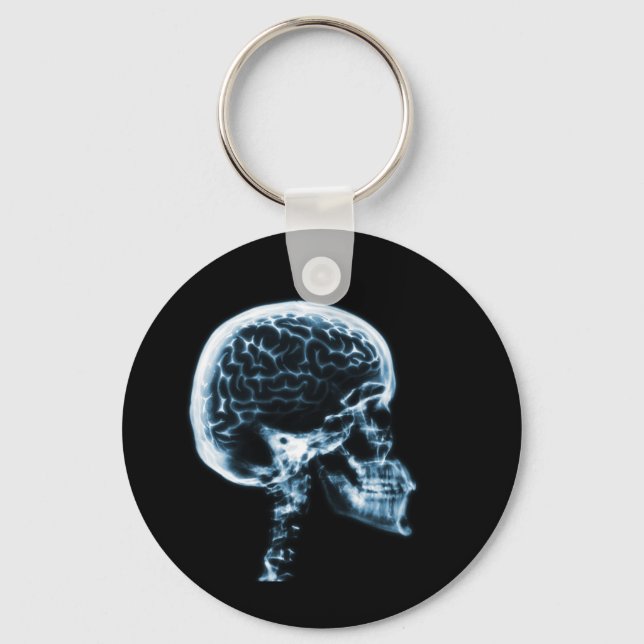 X-RAY SKULL BRAIN - BLUE SCHLÜSSELANHÄNGER (Vorderseite)