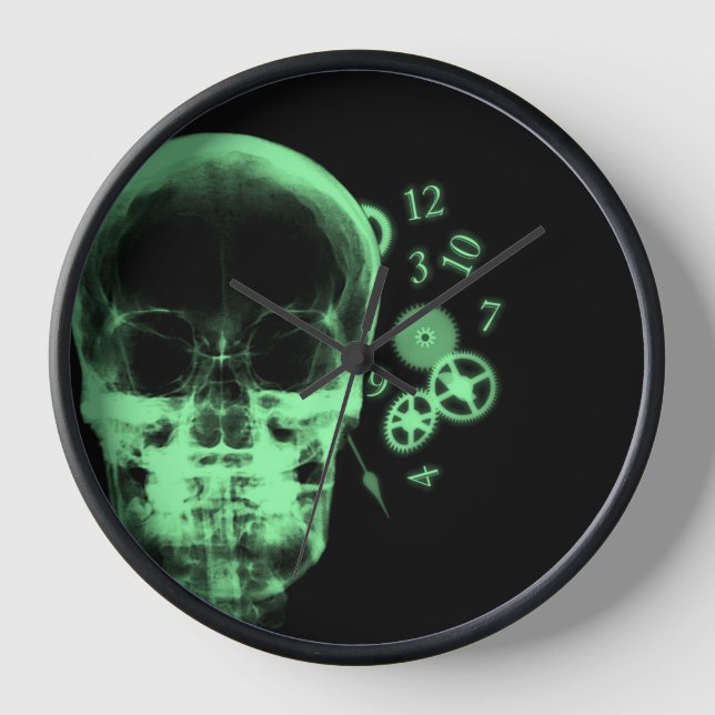 X-Ray-Skull- und Uhrenteile - grün Uhr (Vorderseite)