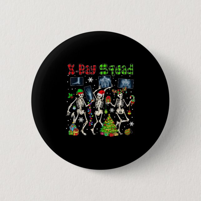 X-ray Squad Xmas Three Santa Reindeer Elf X-ray Sk Button (Vorderseite)