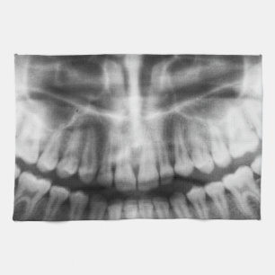X-Ray Teeth Mouth Smile Schwarz-Weiß Geschirrtuch