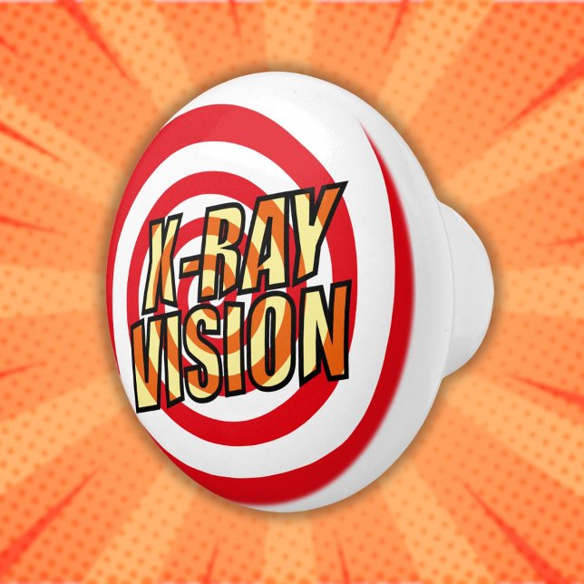 X-RAY VISION Fun Retro Comic Pop Kunst, Dichtung u Keramikknauf (X-RAY VISION Fun Retro Comic Book Pop Art Ceramic Knob)