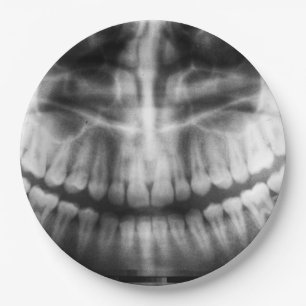 X-Ray Zähne Mouth Smile Schwarz und Weiß Pappteller