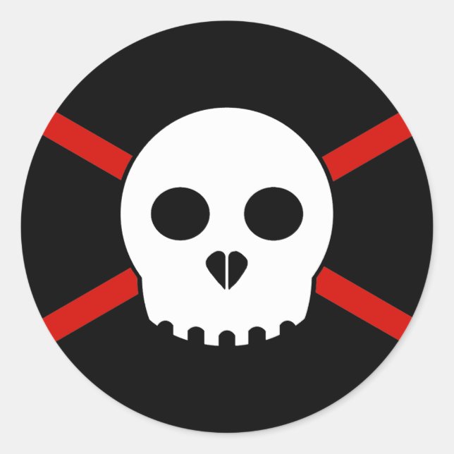 X-Skull-Aufkleber weiß und rot Runder Aufkleber (Vorderseite)