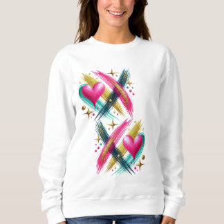 X und Herzen lebhaft rosa Sweatshirt