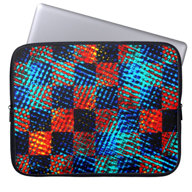 Xadrez azul, laranja, Fake sujo ou manchado. Laptopschutzhülle (Vorderseite)