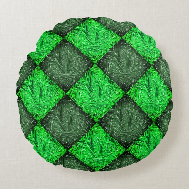 Xadrez verde falsa grama ou folhas de coqueiro. rundes kissen (Vorderseite)