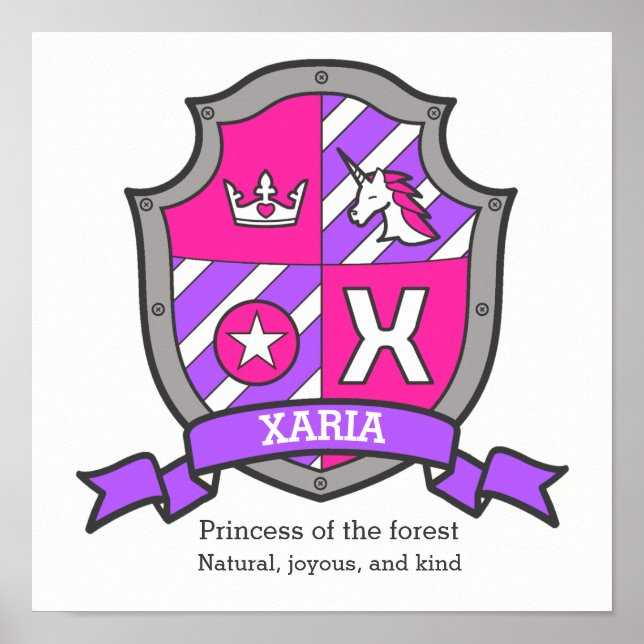 Xaria Name bedeutet heraldry Wappen unicorone post Poster (Vorne)