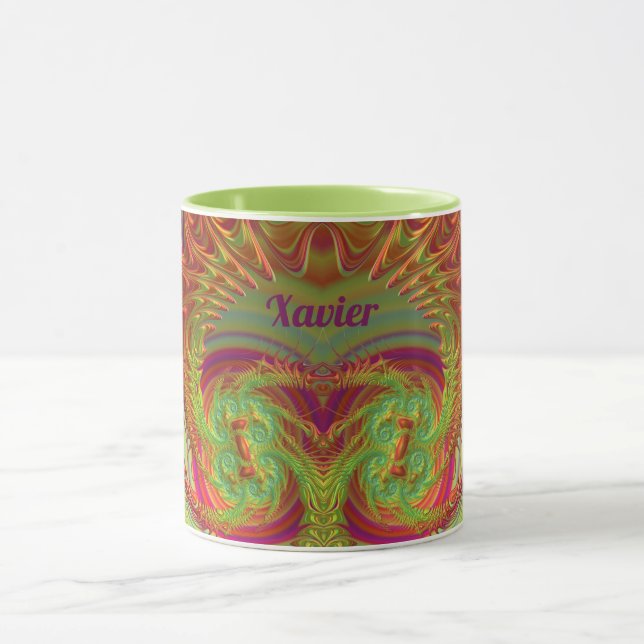 XAVIER~ Zany 3D ~ Helles Orange, Gelb und Lila Tasse (Zentrum)