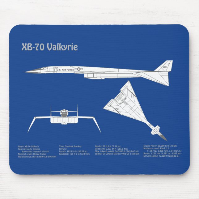 XB-70 Valkyrie - Flugzeugkonzepte ABD Mousepad (Vorne)