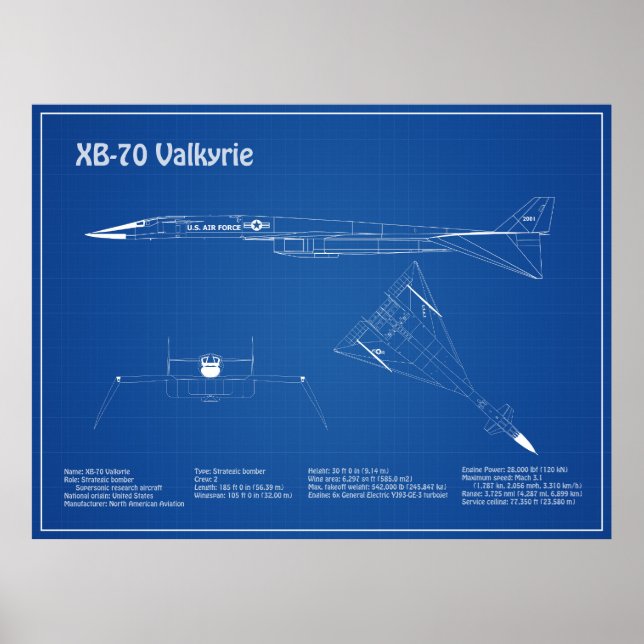 XB-70 Valkyrie - Flugzeugkonzepte AD Poster (Vorne)