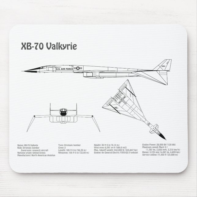 XB-70 Valkyrie - Flugzeugkonzepte BD Mousepad (Vorne)