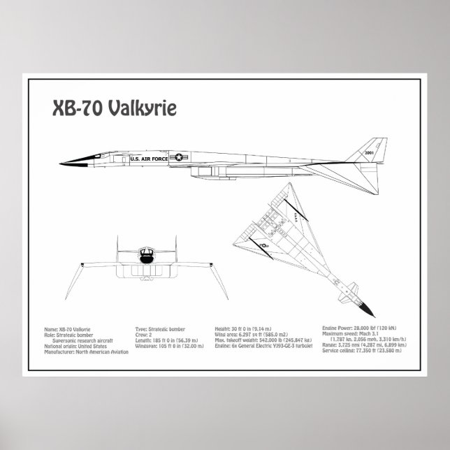 XB-70 Valkyrie - Flugzeugkonzepte BD Poster (Vorne)