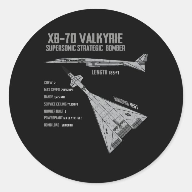 Xb-70 Valkyrie Runder Aufkleber (Vorderseite)
