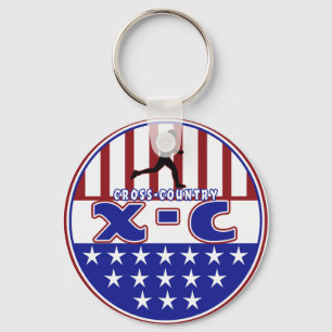 XC CROSS COUNTRY-PATRIOTISCHE USA-FARBEN SCHLÜSSELANHÄNGER